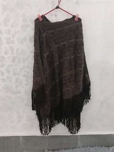 Fringed Brown Poncho