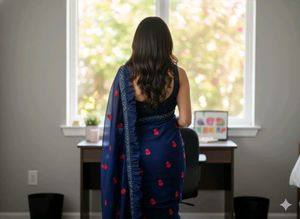 Elegant Navy Blue Ruffle Saree