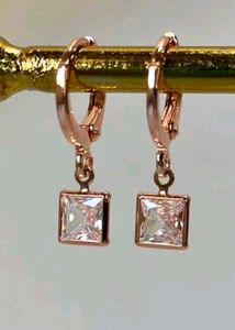 Rose Gold & Cubic Zirconia Drop Earrings