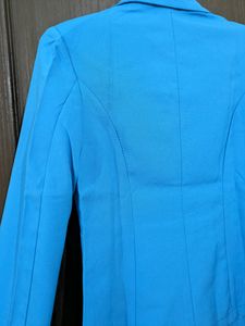 Blue Fitted Formal Blazer With Cushion Shoulders