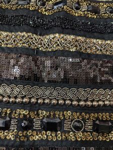 Black Vintage Ibiza Style Embellished Mini Skirt