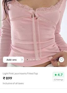 🎀NewMe Light Pink Lace Fitted Top🎀