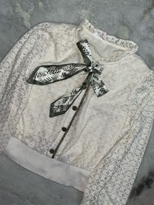 Vintage Lace Blouse with Bow