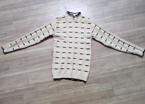 Patterned Quarter Zip Sweater