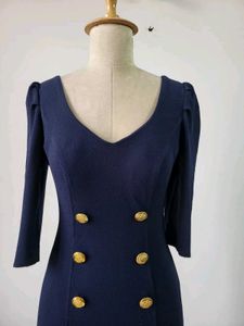 Navy Midi Dress - Elegant &amp; Chic