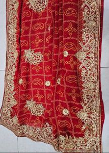 Beautiful Red Bandhani Saree