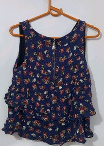 Cute Rose Printed Blue Crop Top 💙🌹