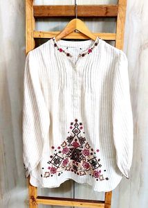 Embroidered Striped Women's Top size-38-40