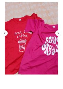 Graphic Print Tees - Red &amp; Yellow