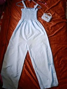 Baby Blue Smocked Jumpsuit