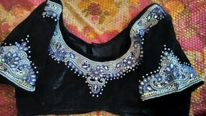 MAGGAM WORK  Black Velvet Blouse