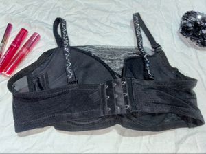 Rhinestone Black Bra