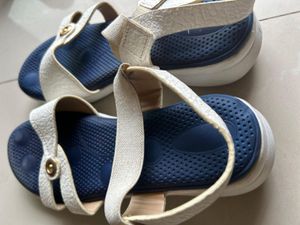 White &amp; Blue Sandals