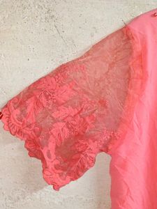 Women&#39;s Fashion Mesh Top Half Sleeve Rose