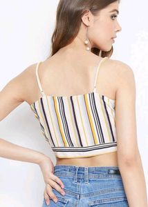 Striped Tie-Front Crop Top