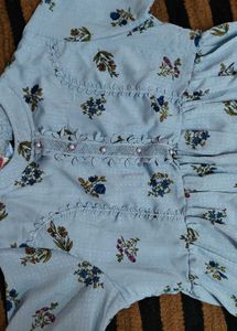 Blue Floral Print Top