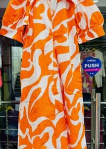 Orange Print Dress