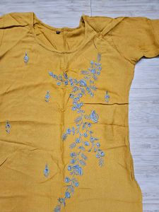 Yellow Embroidered Kurti
