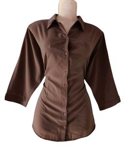 Brown Button-Down Shirt Fro For Women