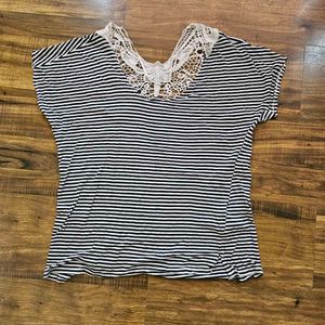 Striped Lace Back Top