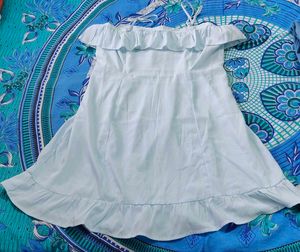 Light Blue Ruffled A- Line Mini Dress