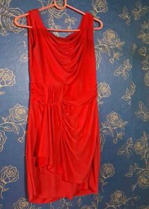 Red Draped Cocktail Dress