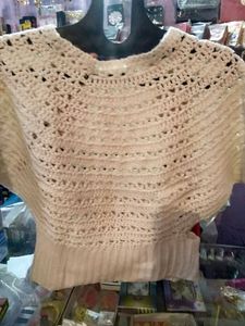 off white  woollen poncho...