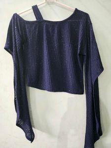 Asymmetric Sparkle Crop Top