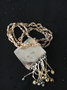 OOAK Beaded agate tassel Necklace