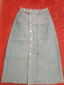 Denim Button-Down A-Line Skirt
