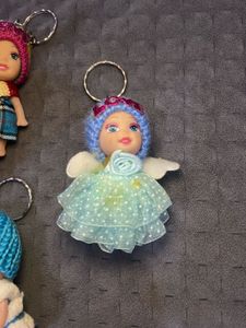 Set Of 6 Doll Keychains