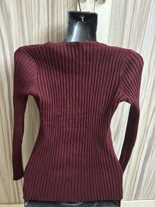 Burgundy Ribbed Knit Top