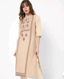 Elegant Beige Printed Kurta