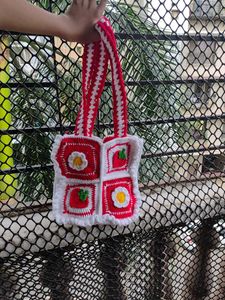 Crochet Strawberry Tote Bag