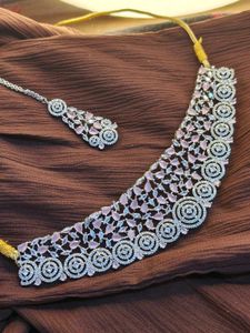 American Diamond Necklace With Maangtika
