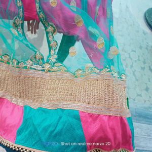 Beautiful Teal & Pink Dupatta