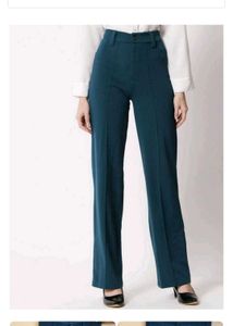 High Waist Regular Fit green Pant