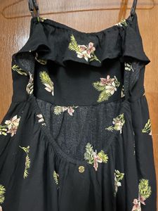 Black Floral Backless Top