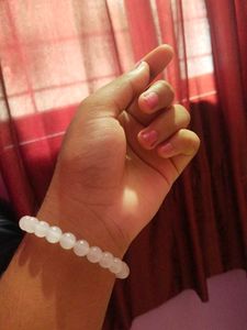 Quartz Crystals Bracelet & 3 Black Silver Rings