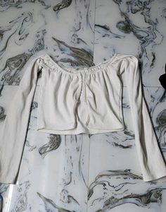 White Long Sleeve Crop Top
