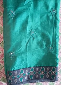 Teal Embroidered Saree