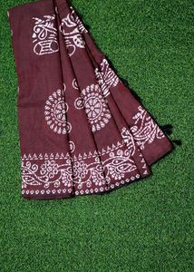 Batik Handloom Saree - Chocolate Brown