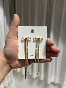 H&amp;M Gold Bow Drop Earrings