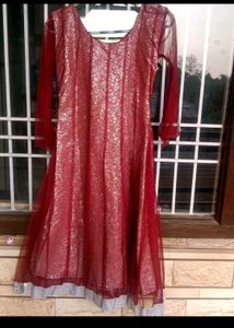 Embroidered Red-maroon Anarkali
