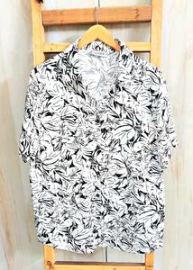White Printed Cotton Shirt Size-42-44