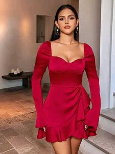 Red Long Sleeve Mini Dress