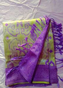 Green &amp; Purple Silk Blend Saree