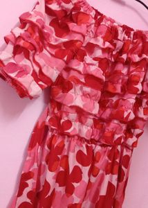 A RED ND PINK COLOUR ONE PIECE LONG DRESS!!!💓💓