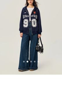 Navy Graphic Zip-Up Hoodie