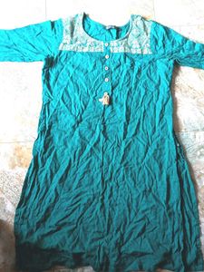 Teal Embroidered Tunic Dress